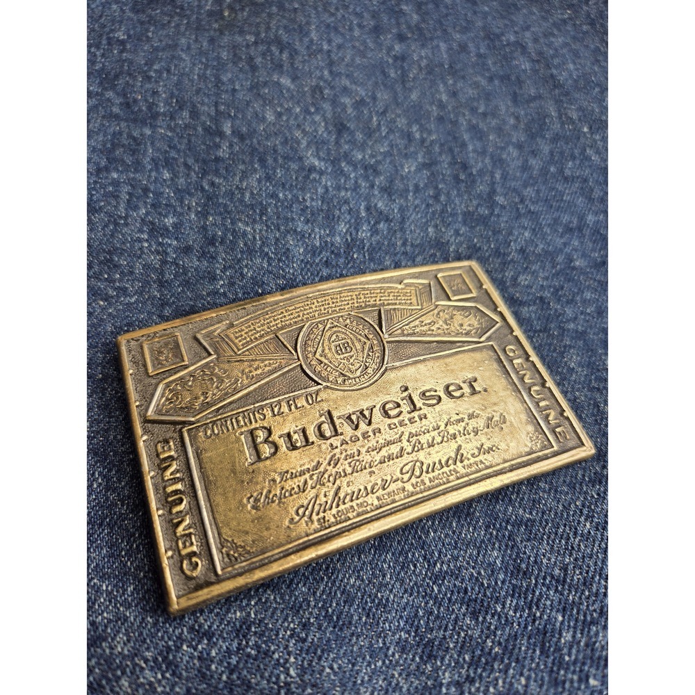 Vintage Budweiser Beer Brass Belt Buckle - Americana Collectible